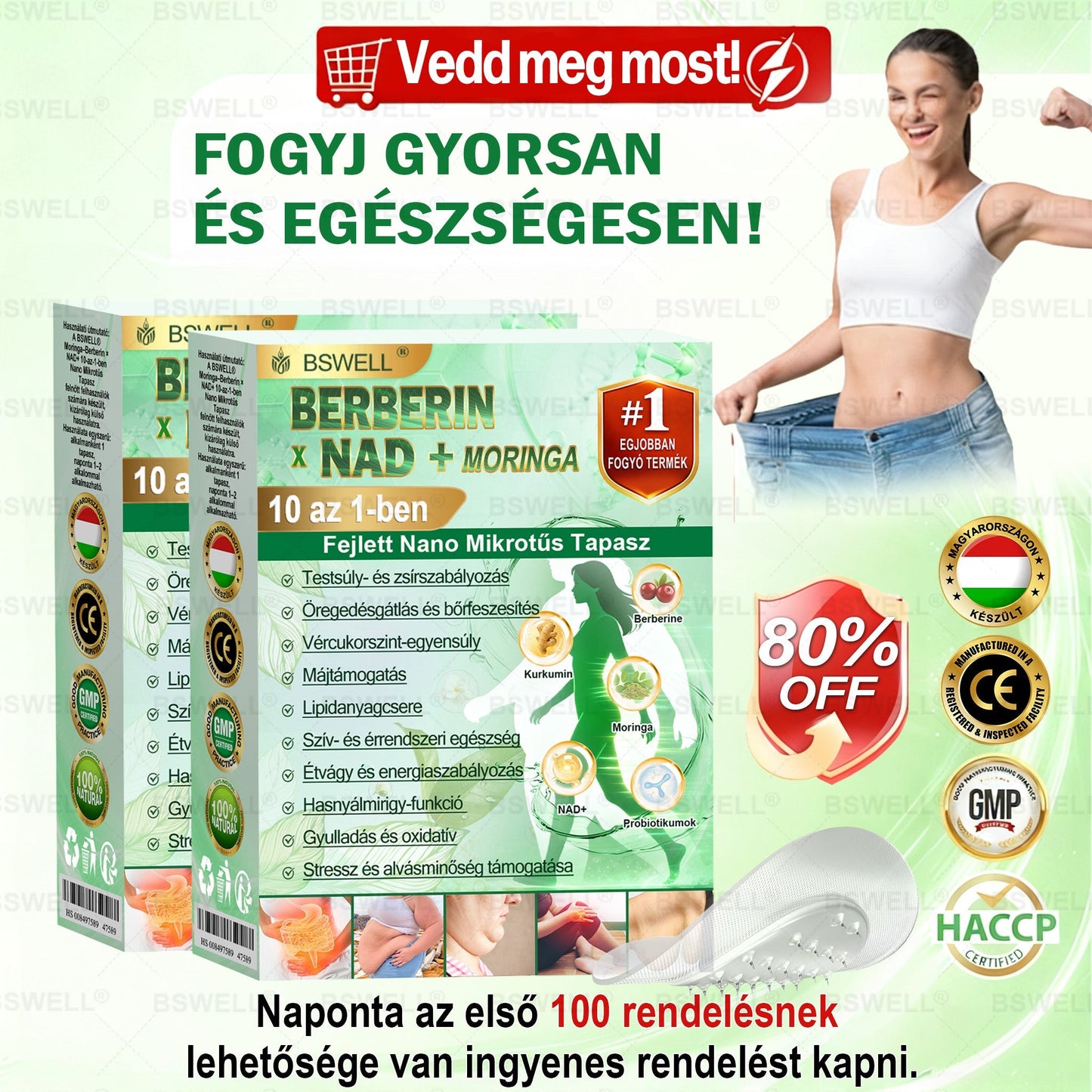 👩‍⚕️BSWELL® Nano mikrotűs karcsúsító tapasz (Naponta egyszer már 28 napon belül látható változások láthatók) Alkalmas: elhízás kezelésére, szív- és érrendszeri egészségre, cukorbetegség kezelésére, alvási apnoéra és bélrendszeri problémákr🔥