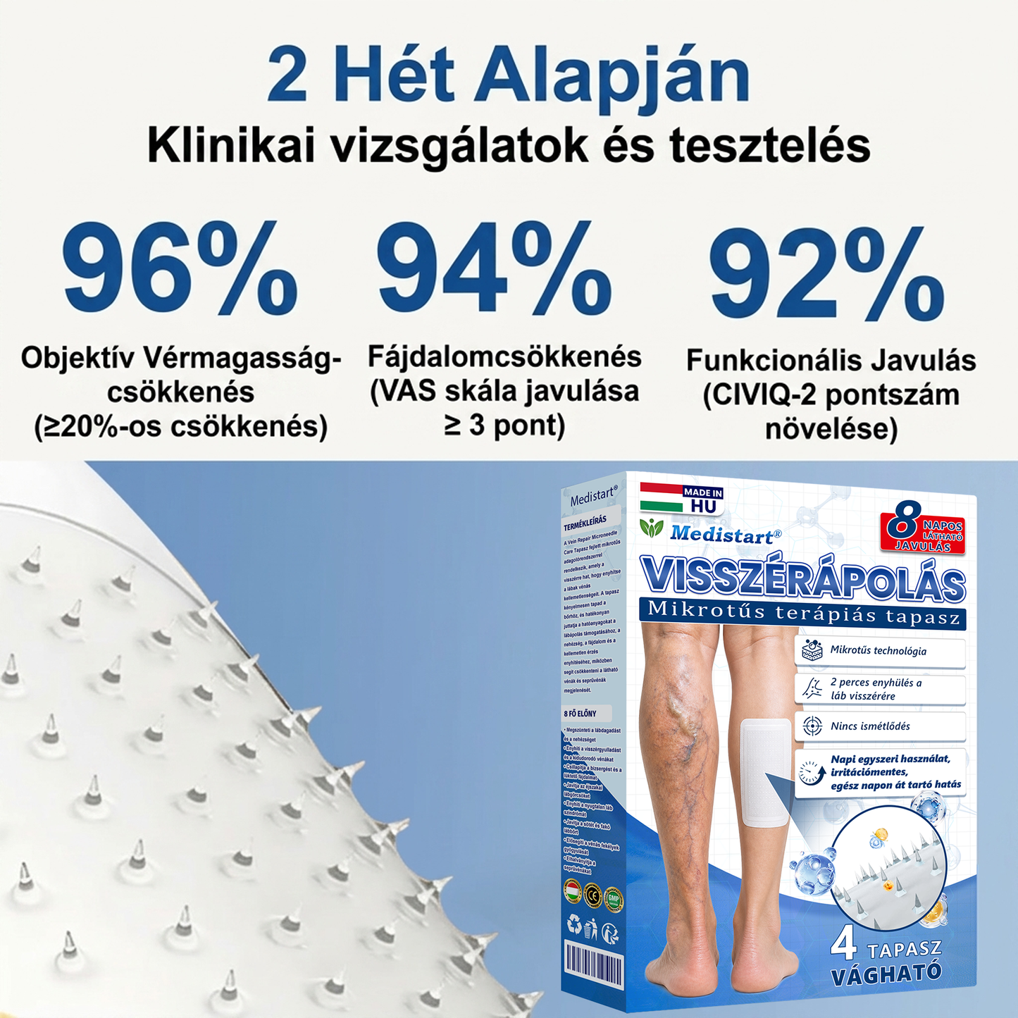 ✅ Medistart® Visszérápoló Mikrotűs Gondozó Tapasz ⚡ Azonnali Megkönnyebbülés, Hosszú Távú Eredmények